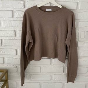 Aritzia cropped waffle shirt